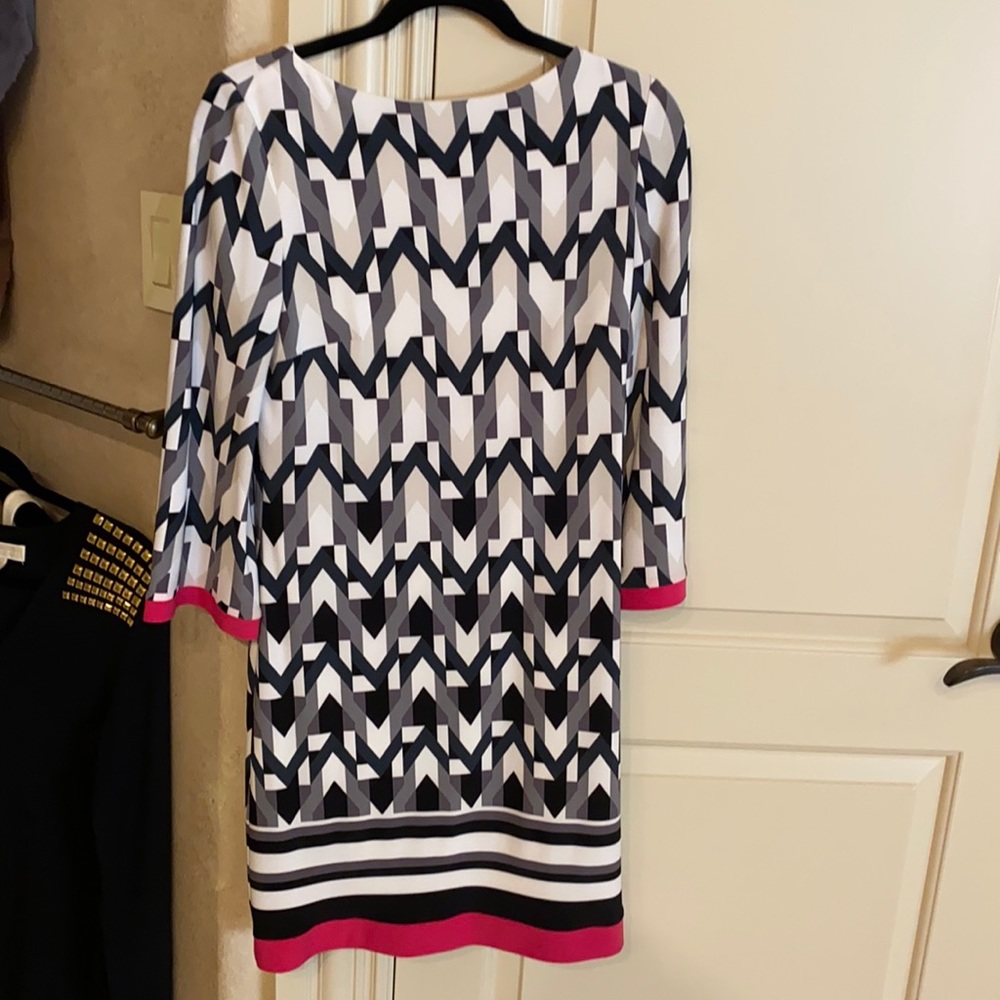 Joseph Ribkoff- navy white and fuchsia dress